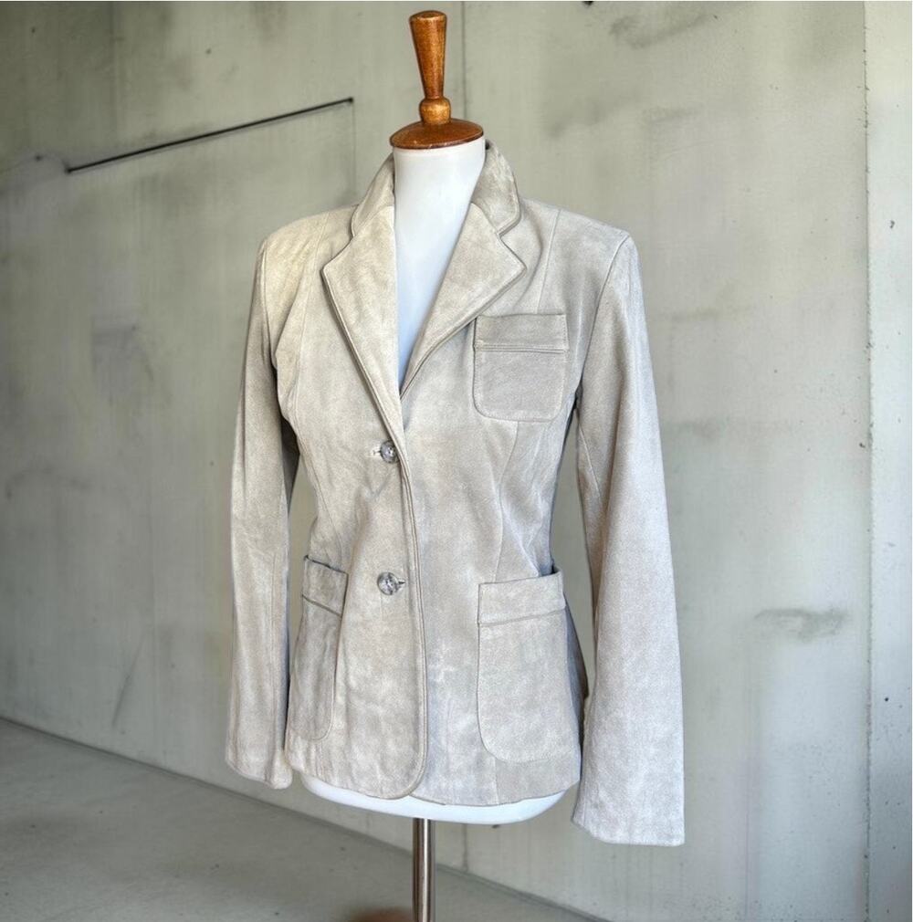 Banana Republic Taupe Suede Leather Blazer Jacket Size S